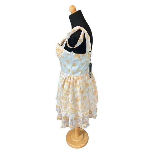 BEULAH NWT YELLOW BUTTERFLY DRESS SIZE LARGE - Picture 5 of 9